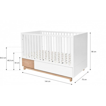 Baby / Kinder / Juniorbett NOMI mit Schublade 140 x 70 cm